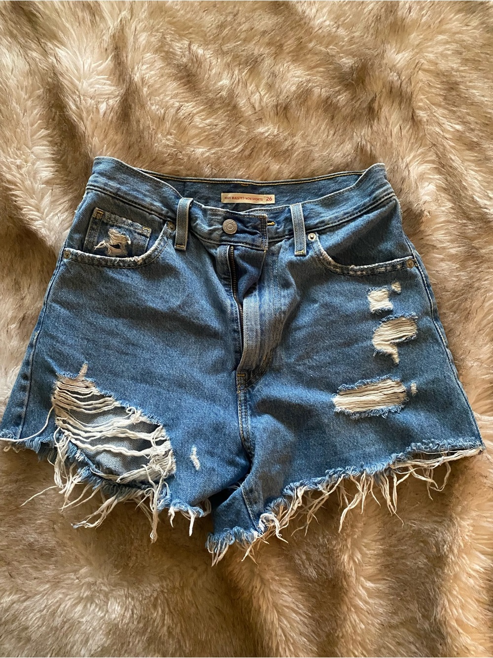 Levi's Distressed Denim Jean Shorts - Blue